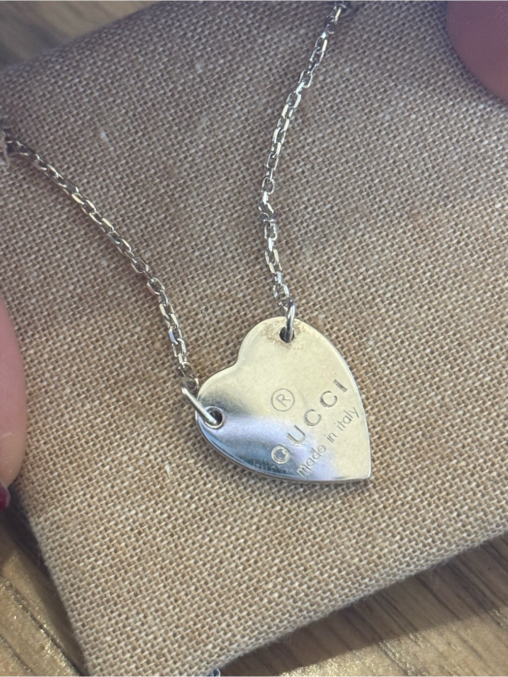 Gucci Silver Heart Charm Necklace - Silver - Picture 2 of 4